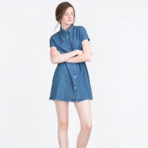 zara denim button dress